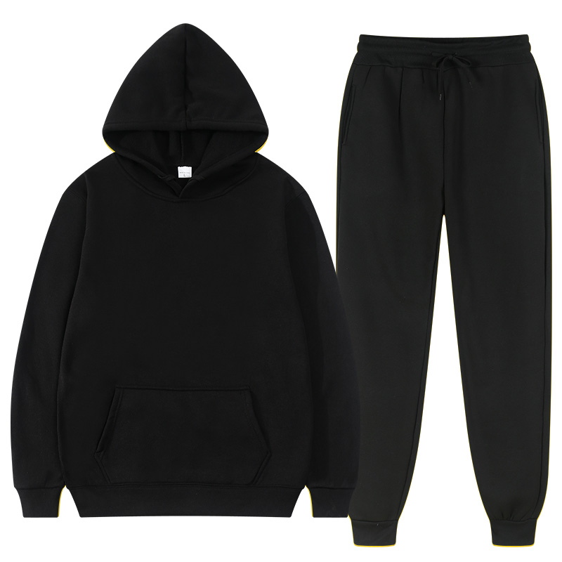 Women'S Fashion Hoodie - 冬用フーディセット メンズ ファッション フリース レッドフーディ ブラックブランドパンツ
