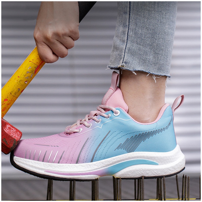 Sneakers Fashion Women - 女性ファッション通気性スチールつま先キャップ作業靴エアメッシュ夏安全靴ワーカーツーリングセキュリティスニーカー安全靴