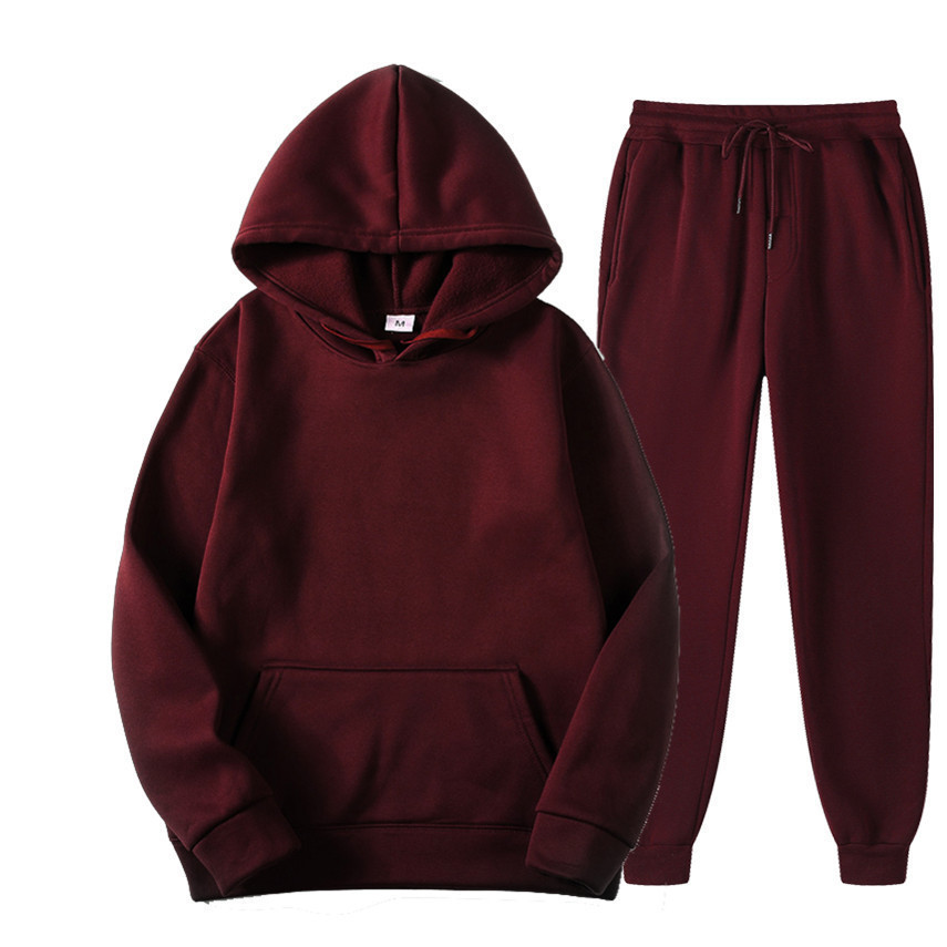 Women'S Fashion Hoodie - メンズファッションのトラックスーツセット、パーカーとパンツ、レディース無地フード付きプルオーバー+パンツスーツ、カジュアルスポーツウェアセット、男性用