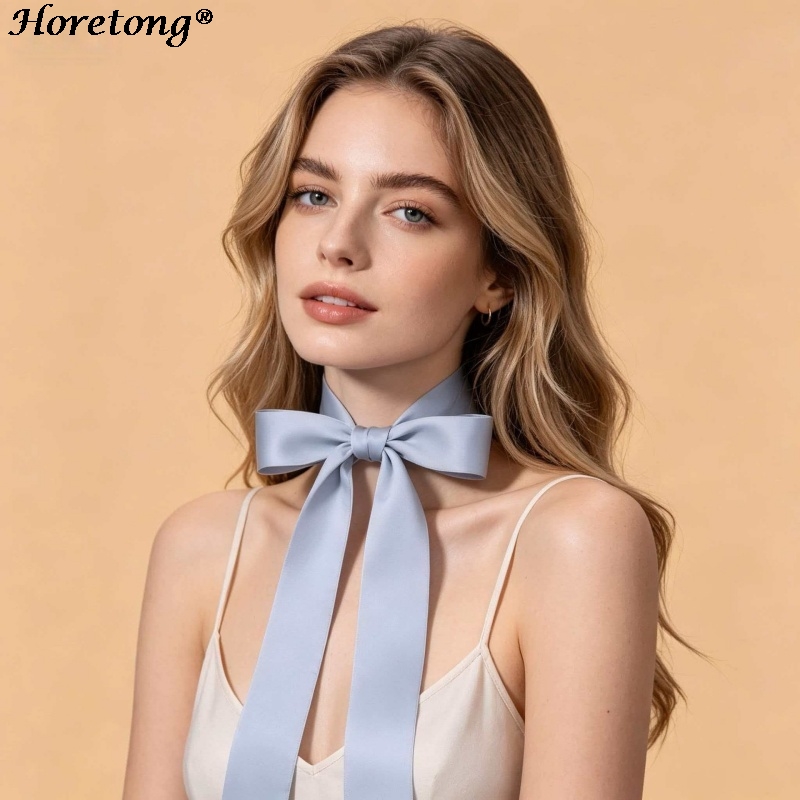 Women Fashion Necktie - ホレトン2026新作190cmエクストラロングサテンスカーフ無地ナローストリップ女性用多用途ネックタイヘアリボンバッグベルトアクセサリー