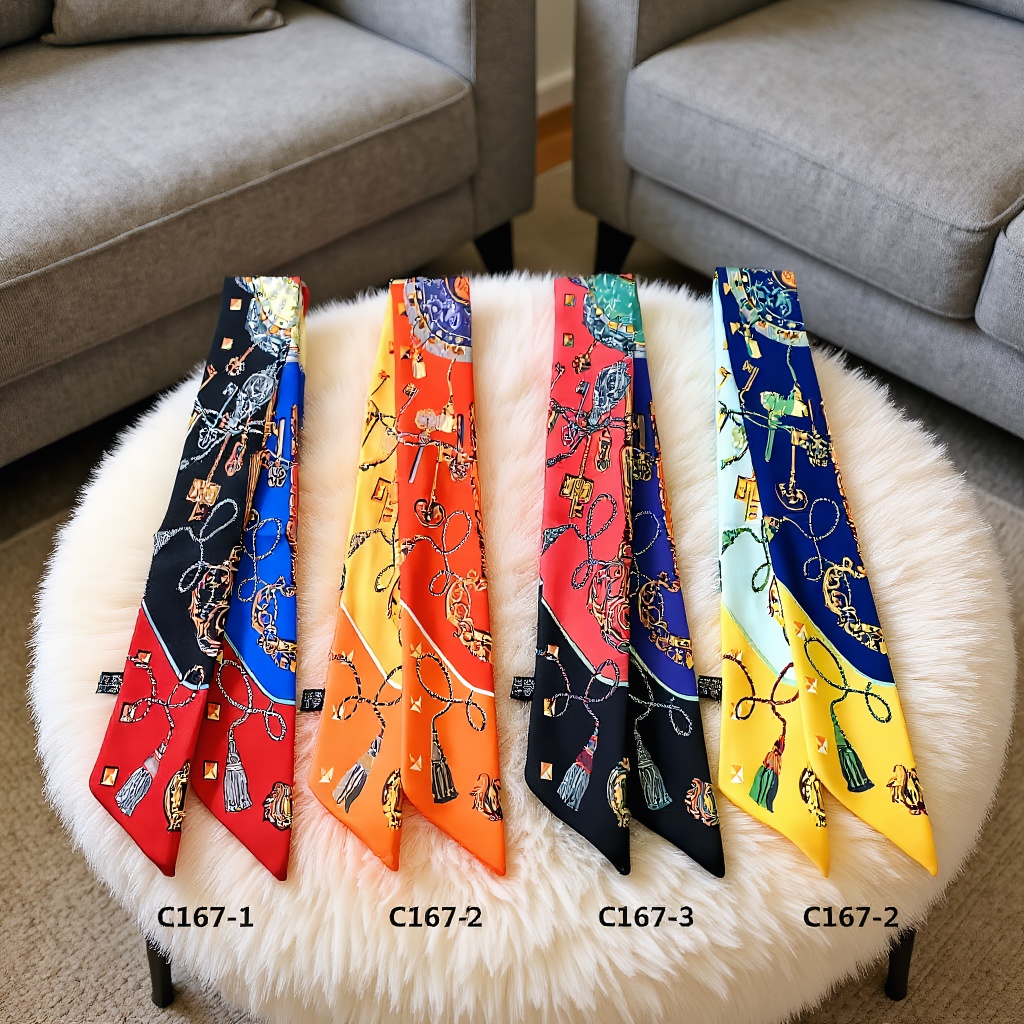 Women Fashion Necktie - プリントスカーフ四季プレゼント女性ツイル小さなシルクラップバッグハンドルリボンヘアバンドネクタイアクセサリー卸売価格