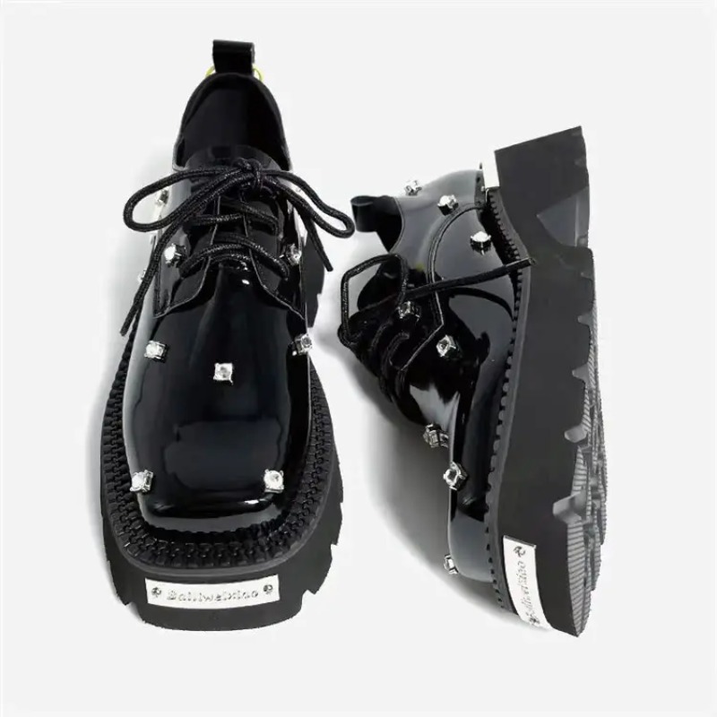 Sneakers Fashion Women - 女性ローファークリスタルプラットフォーム分厚いメアリージェーンズの靴 2025 カジュアルスポーツサンダル高級トレンドスニーカーレースアップ女性