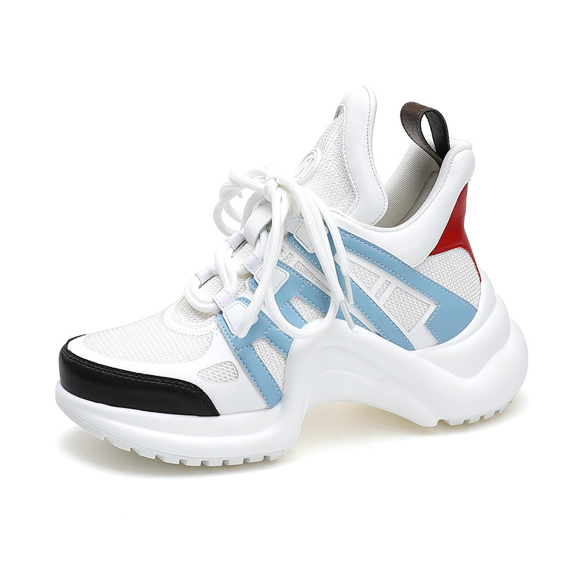 Sneakers Fashion Women - レジャーPUメッシュ通気性スニーカー レディース ファッション レースアップ バルカナイズドシューズ ラグジュアリー