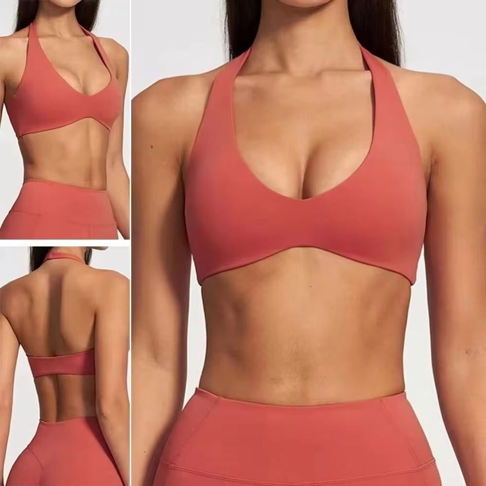 V Neck Cami Top - スポーツ下着 レディース ホルター Vネック スポーツブラ ヨガ