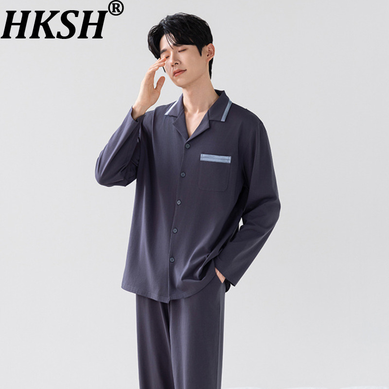 Women Fashion Korean - HKSH 秋冬 メンズ タイド 長袖パンツ 竹綿繊維シャツセット