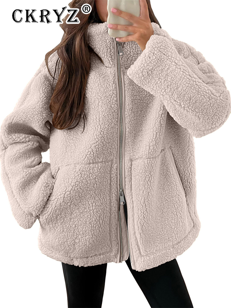 Sherpa Coat Women - Ckryz 2026年冬新作 ファッション オーバーサイズ ウールブレンド 秋コート