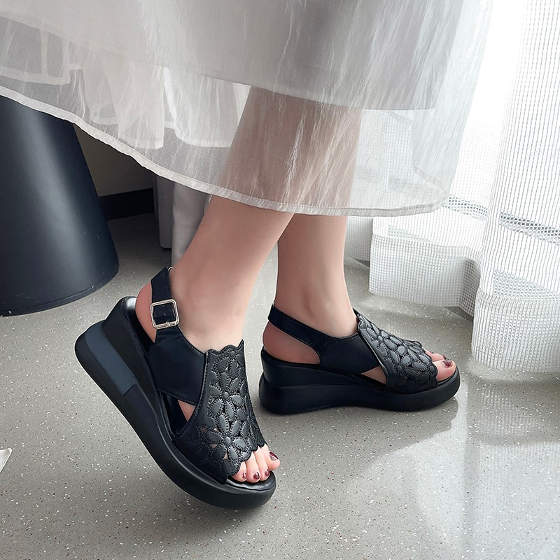 Women Fashion Korean - 2026年レディースファッショナブルプラットフォームウェッジシューズ：エレガントなハイヒールプラットフォームパンプス