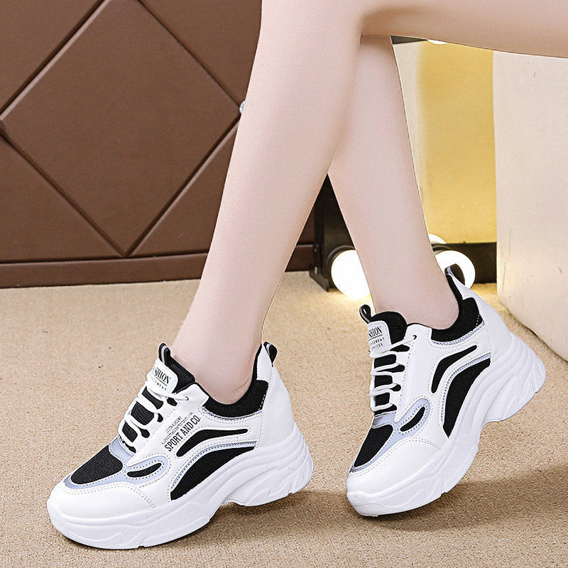 Sneakers Fashion Women - インスタ映えするレディースダッドシューズ、厚底身長アップシューズ、カジュアルな白いスニーカー、おしゃれなメッシュシューズ