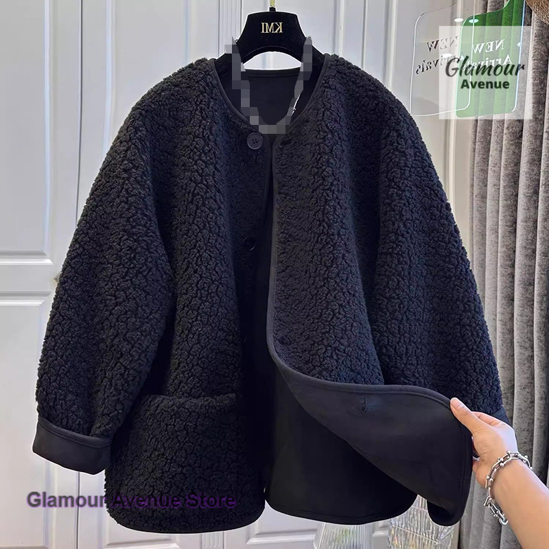 Sherpa Coat Women - 韓国風ラムウールコート レディース 秋冬新作 ファッションセーター フード付き ゆったり