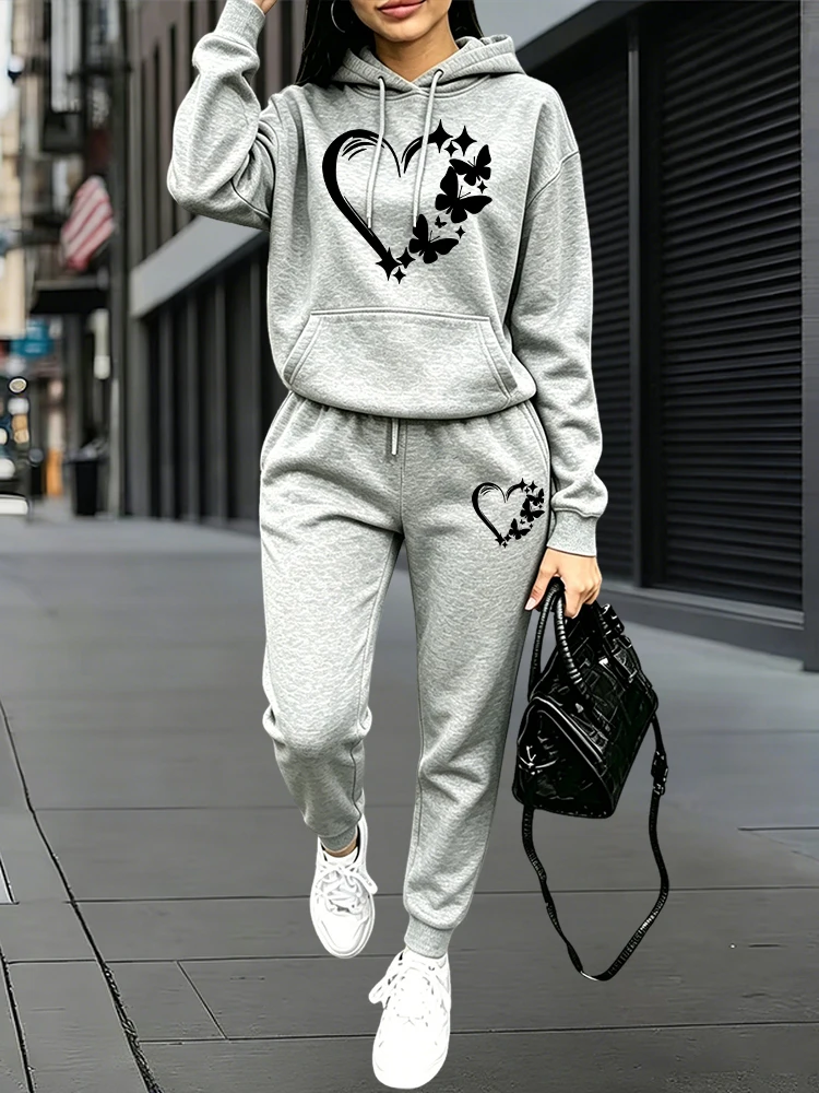 Women Fashion Outfits - 2026年新作レディーストラックスーツ、フーディーとスウェットパンツ、秋冬デイリーカジュアルスポーツプルオーバーセット、アウトドアジョギングウェア