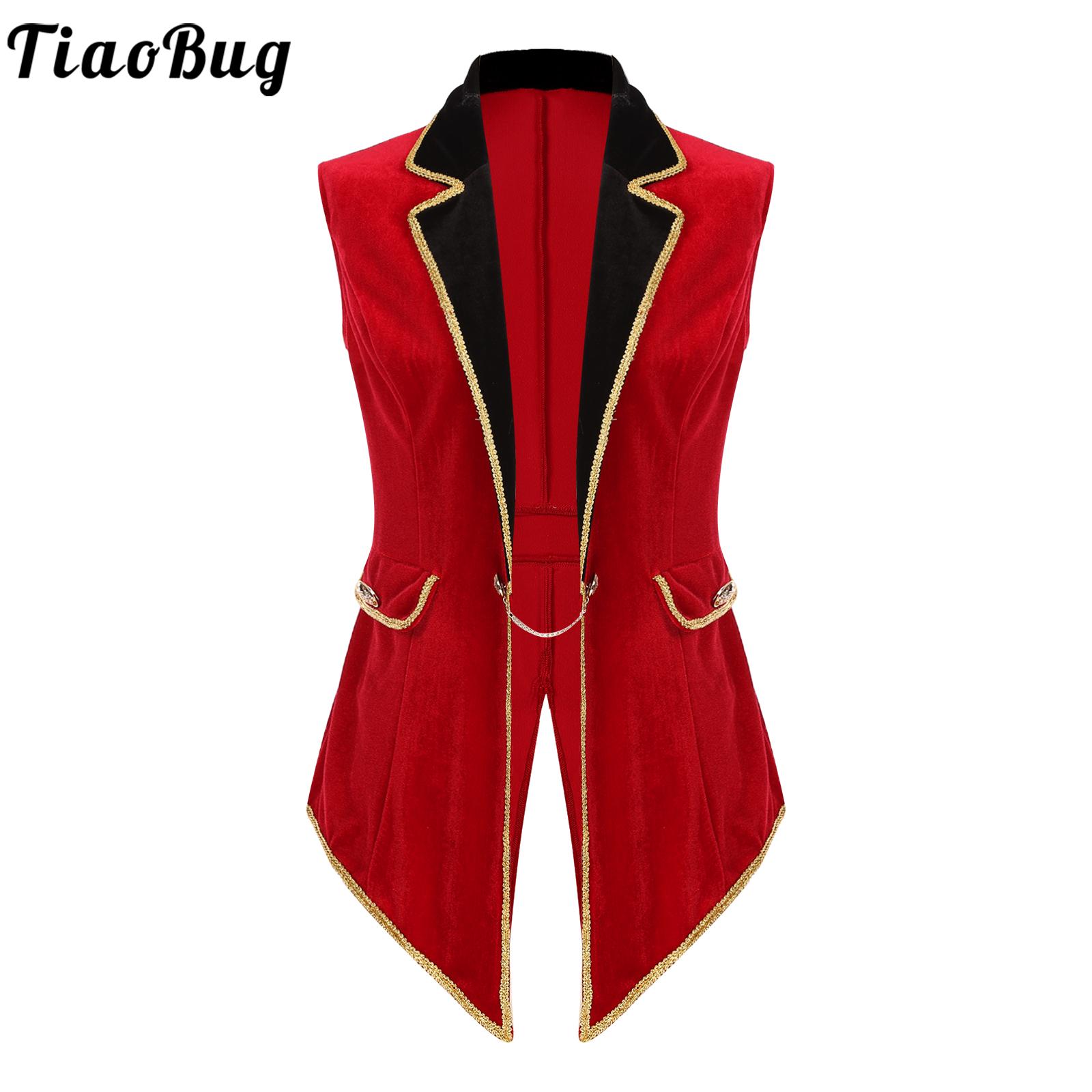 Velvet Blazer Women - 女性用ベルベットチョッキ,サークル,テールコート,ラペルベスト,ジャケット,リングリーダー,ライオンテイマー,ハロウィンコスチューム