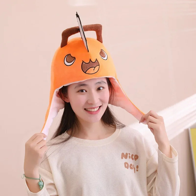 Women'S Fashion Hoodie - アニメチェーンソーマンポチタコスプレぬいぐるみヘッドギアキャップ男性女性学生コスチュームファッション暖かい帽子写真小道具誕生日ギフトb