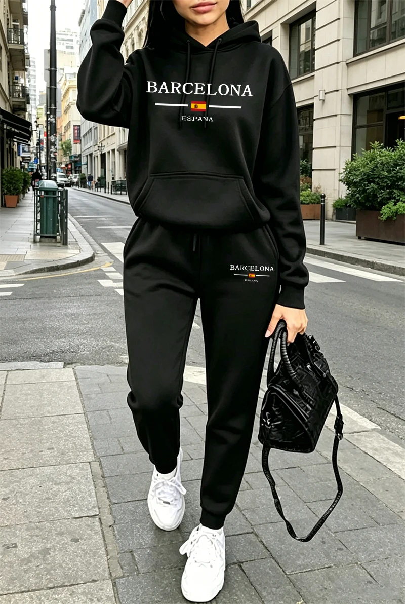 Women'S Fashion Hoodie - ファッションレディーストラックスーツプリントカジュアルフーディスウェットシャツアウトドアスポーツジョギングウェア秋冬高品質スポーツウェア