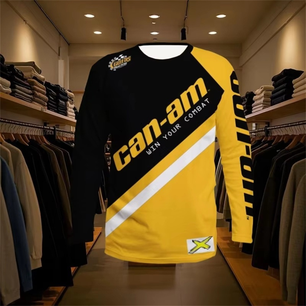 Trend Women Fashion - バイクレース用長袖ラウンドネックTシャツ、男女兼用、ファッショナブルなCan Amチーム長袖Tシャツ、スポーツメンズウェア