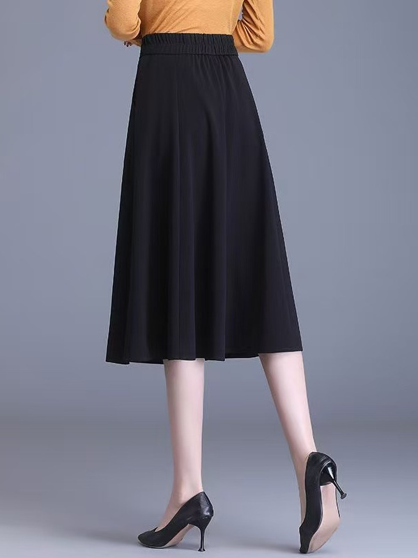 プラスサイズの女性のスリムフィット弾性ウエストミディスカート - A-Line Skirt Midi のレビューと価格