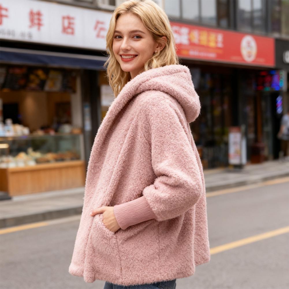 レディース冬用コート ファジーフード付きカーディガン オーバ - Sherpa Coat Women のレビューと価格