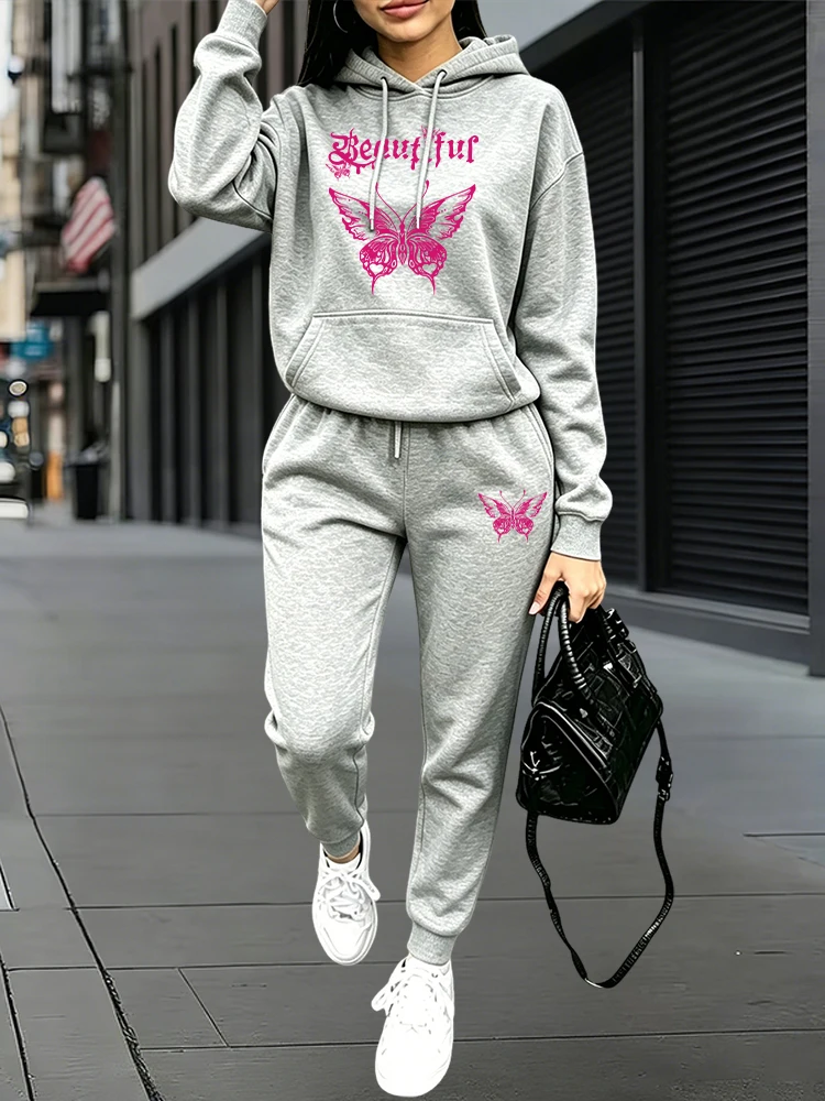 秋冬デイリーカジュアルスポーツジョガーセット パーカー+スウ - Women Fashion Outfits のレビューと価格