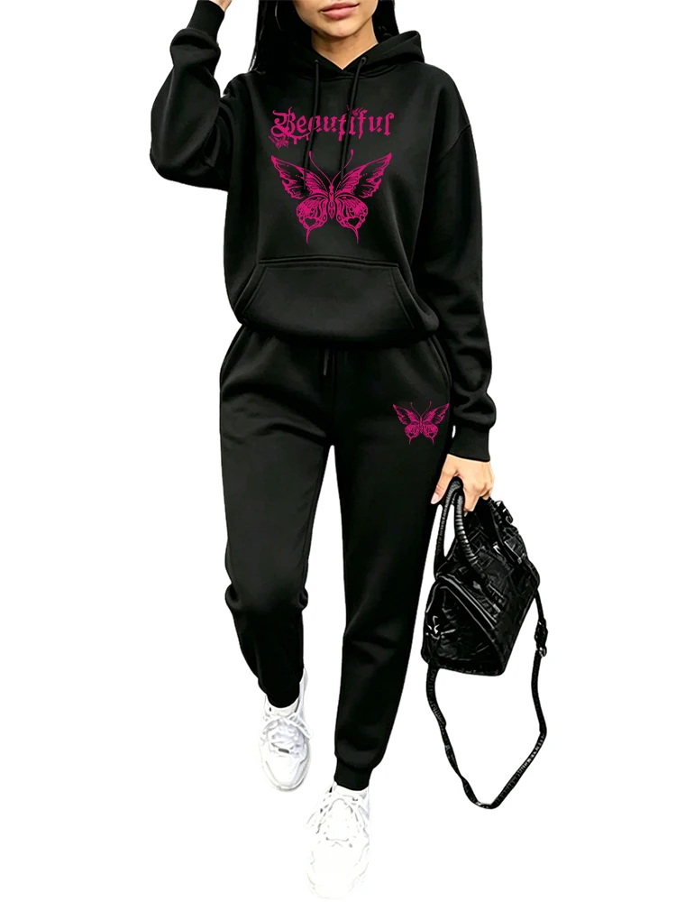 秋冬デイリーカジュアルスポーツジョガーセット パーカー+スウ - Women Fashion Outfits のレビューと価格
