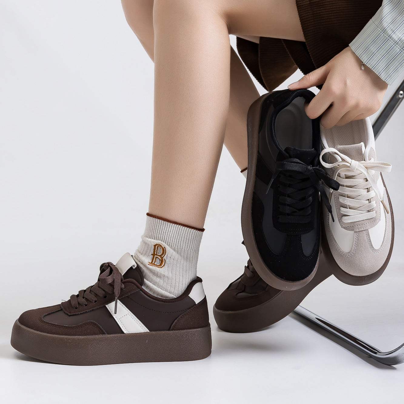 カップル向けの新しい厚底ドイツ製トレーニングシューズ、多用途 - Women Fashion Korean のレビューと価格