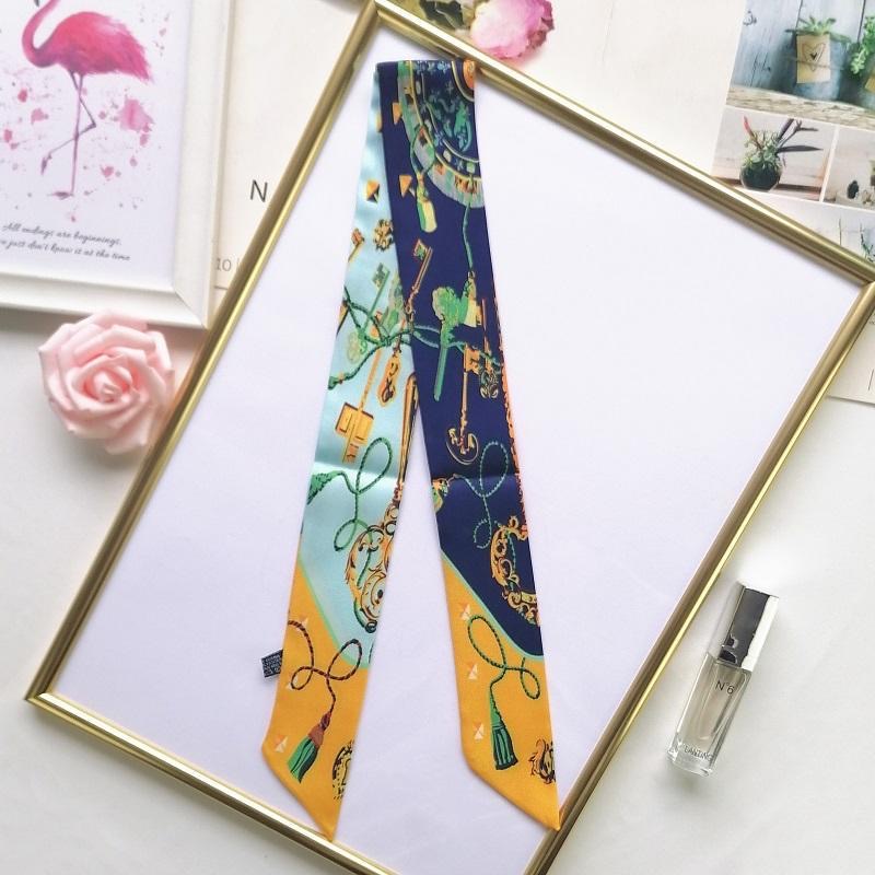 プリントスカーフ四季プレゼント女性ツイル小さなシルクラップバ - Women Fashion Necktie のレビューと価格