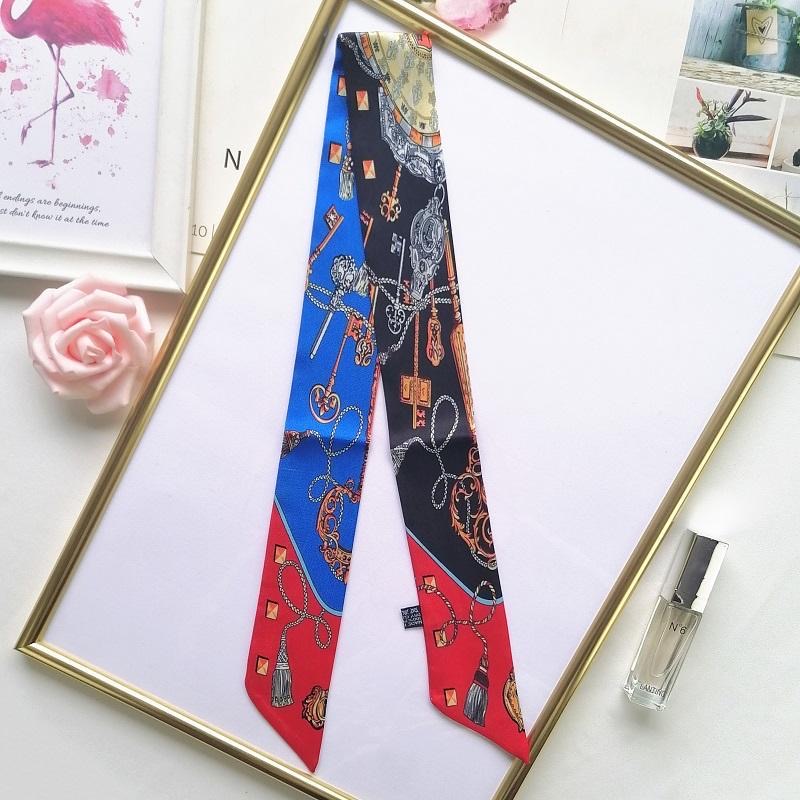 プリントスカーフ四季プレゼント女性ツイル小さなシルクラップバ - Women Fashion Necktie のレビューと価格