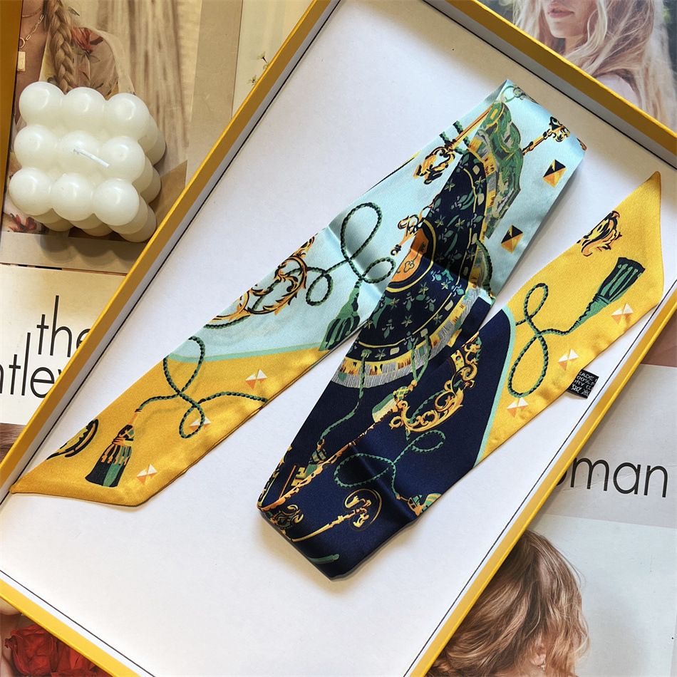 プリントスカーフ四季プレゼント女性ツイル小さなシルクラップバ - Women Fashion Necktie のレビューと価格