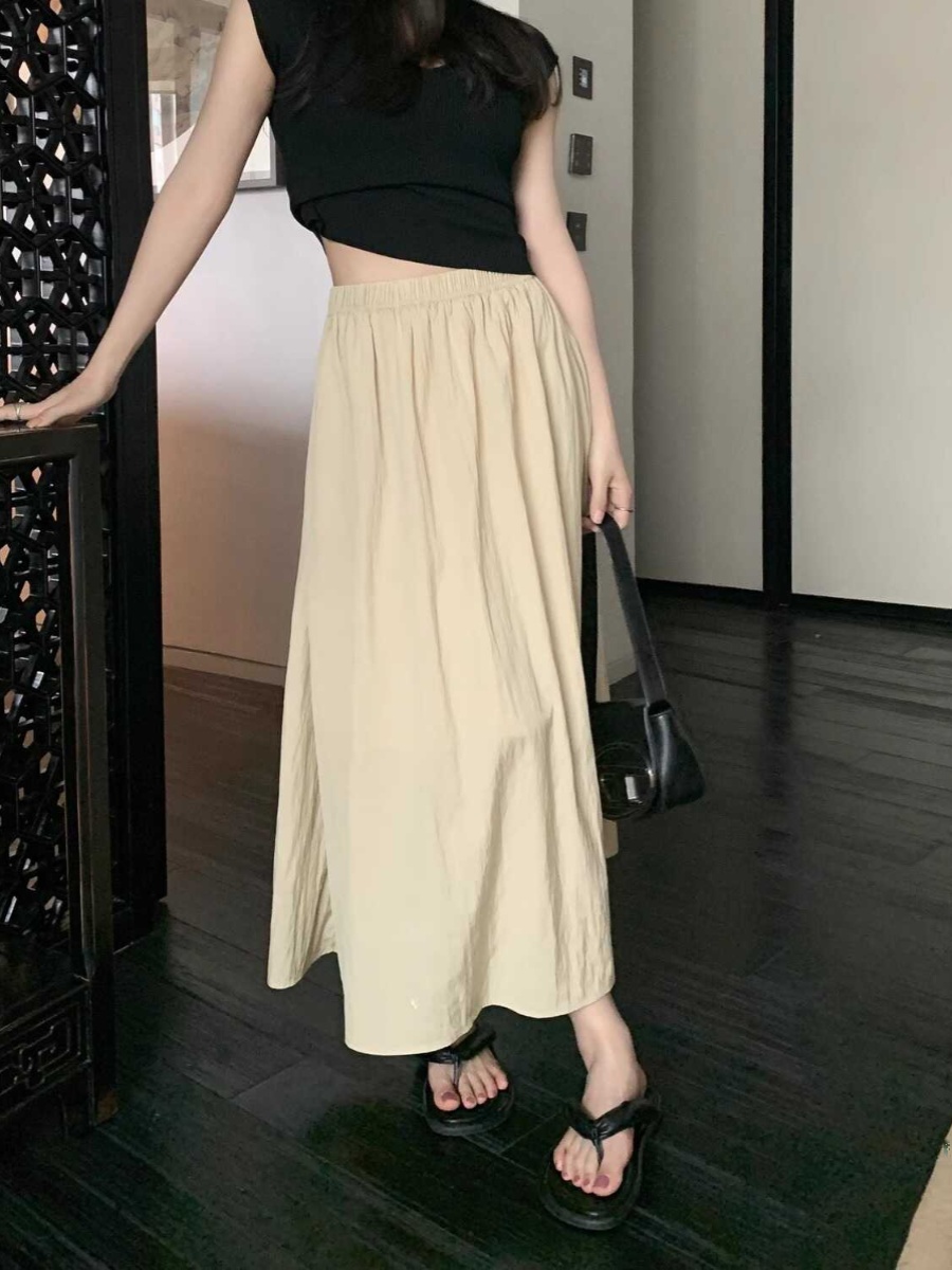 特大サイズ アイスシルク ハイウエスト ドレーププリーツ ミ - A-Line Skirt Midi のレビューと価格