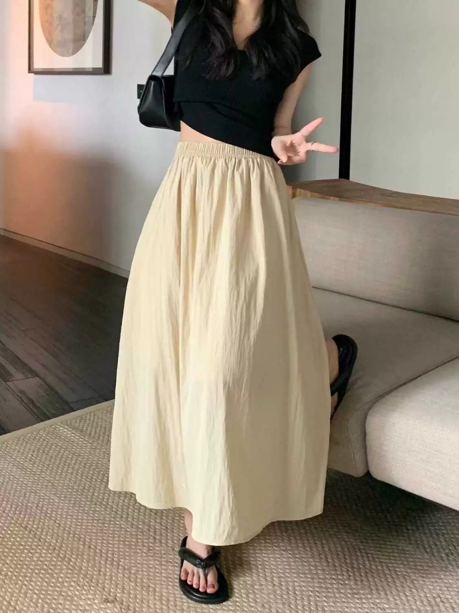 特大サイズ アイスシルク ハイウエスト ドレーププリーツ ミ - A-Line Skirt Midi のレビューと価格