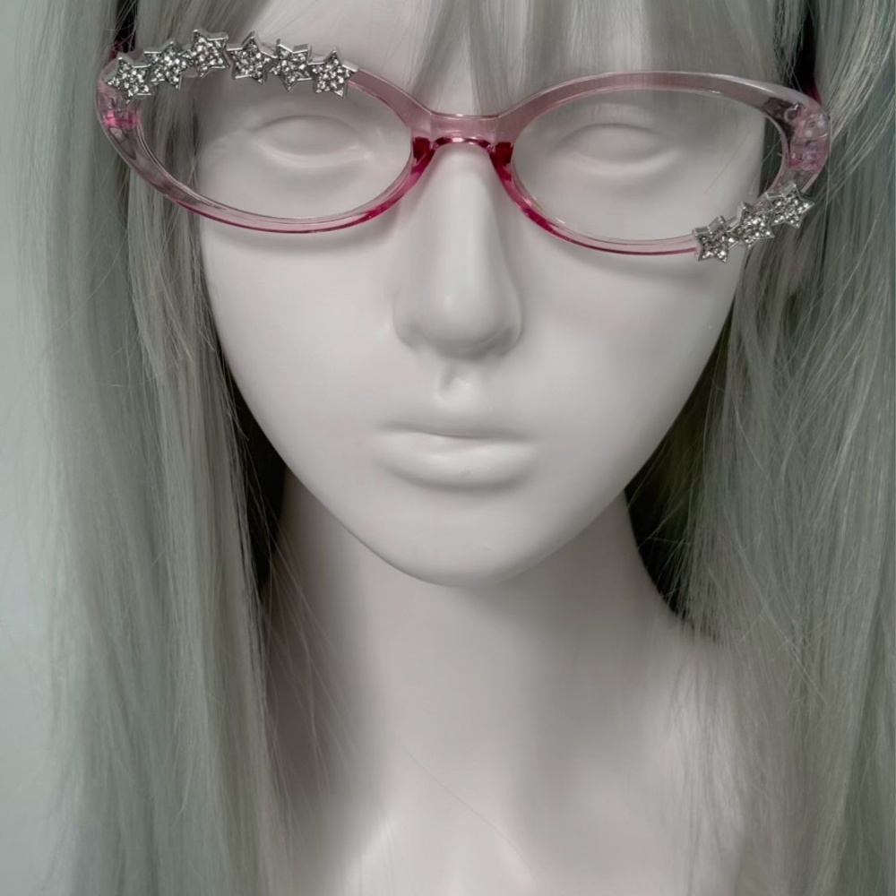 Y2Kスターラインストーンキャットアイ装飾メガネ ゴシック  - Women'S Fashion Eyewear のレビューと価格