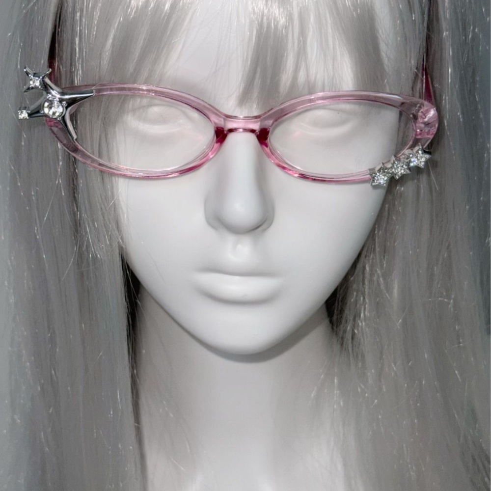 Y2Kスターラインストーンキャットアイ装飾メガネ ゴシック  - Women'S Fashion Eyewear のレビューと価格