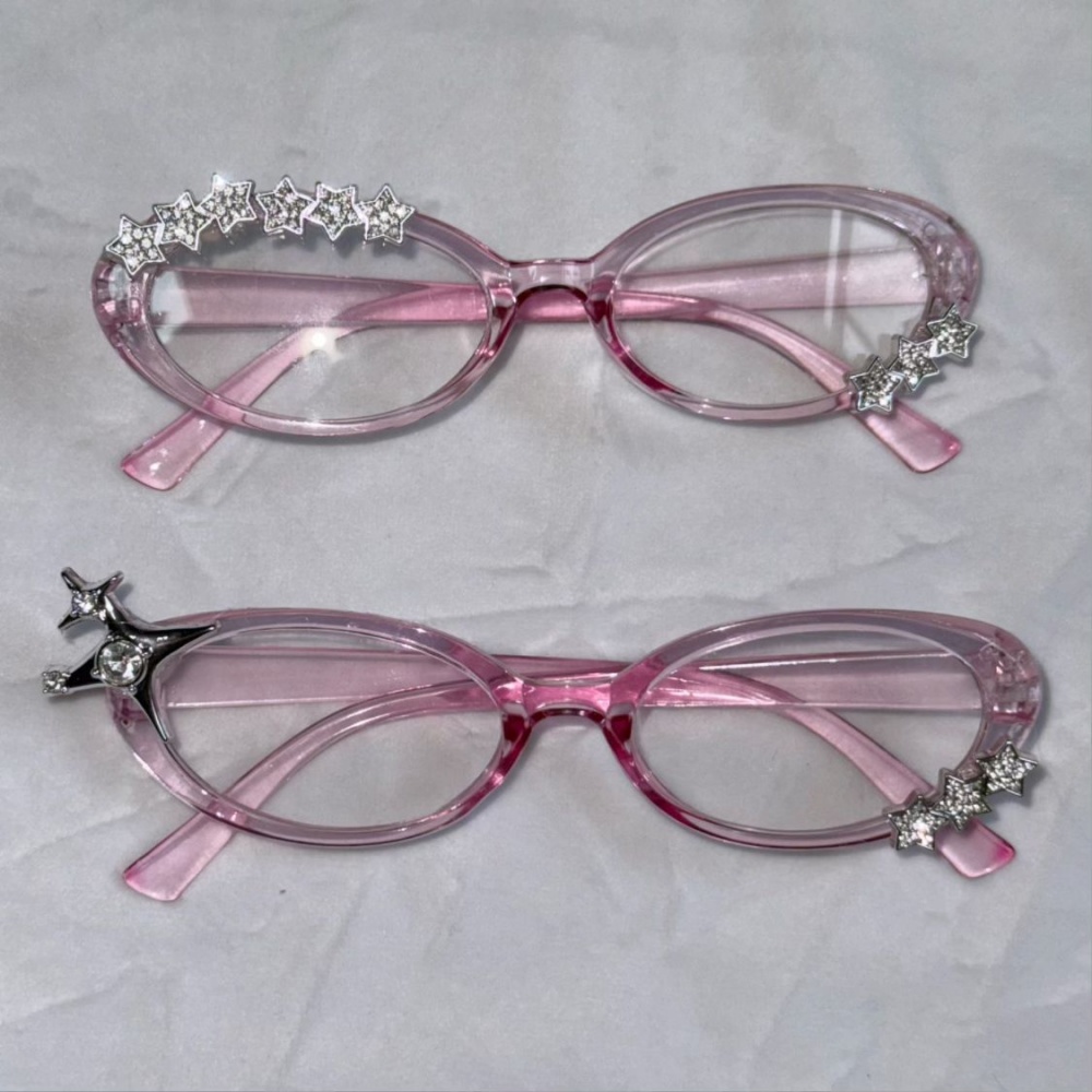 Y2Kスターラインストーンキャットアイ装飾メガネ ゴシック  - Women'S Fashion Eyewear のレビューと価格