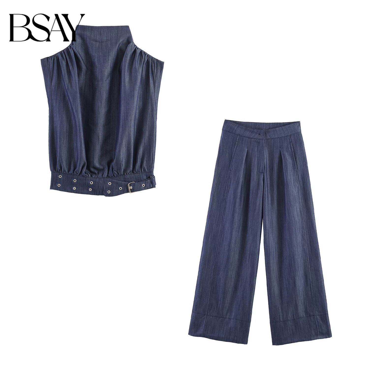 BSAY ファッション レディース ツーピース スタンドカラ - Wide Leg Palazzo Pants のレビューと価格