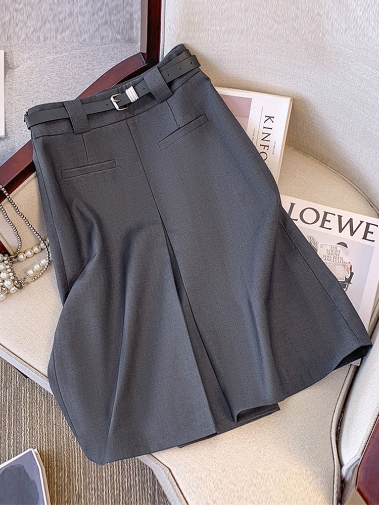 グレースーツハーフスカート女性の春秋ハイウエストミディカジュ - A-Line Skirt Midi のレビューと価格