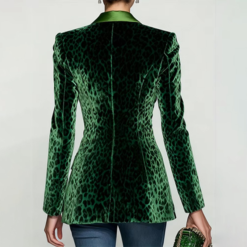 ファッション女性用レオパードプリントスリムベルベットブレザー - Velvet Blazer Women のレビューと価格