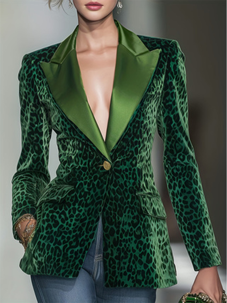 ファッション女性用レオパードプリントスリムベルベットブレザー - Velvet Blazer Women のレビューと価格