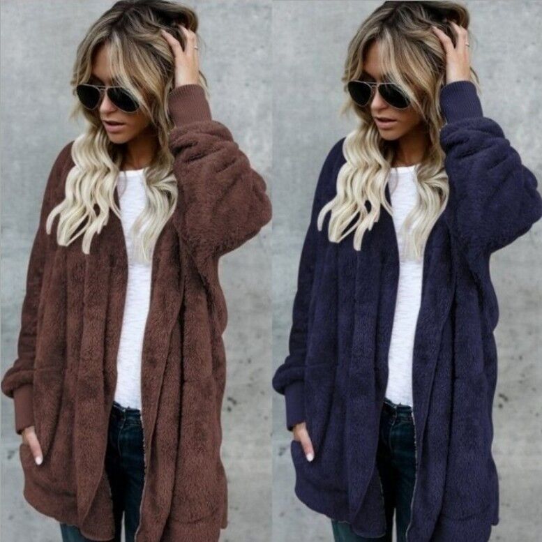暖かいプラッシュフェイクファーコート リバーシブル ソフトフ - Sherpa Coat Women のレビューと価格