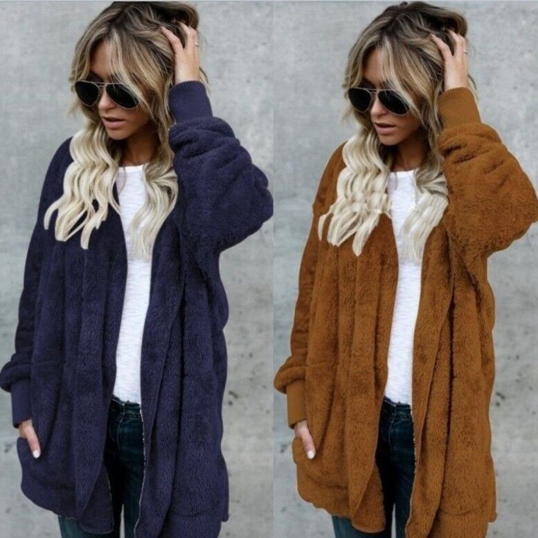 暖かいプラッシュフェイクファーコート リバーシブル ソフトフ - Sherpa Coat Women のレビューと価格