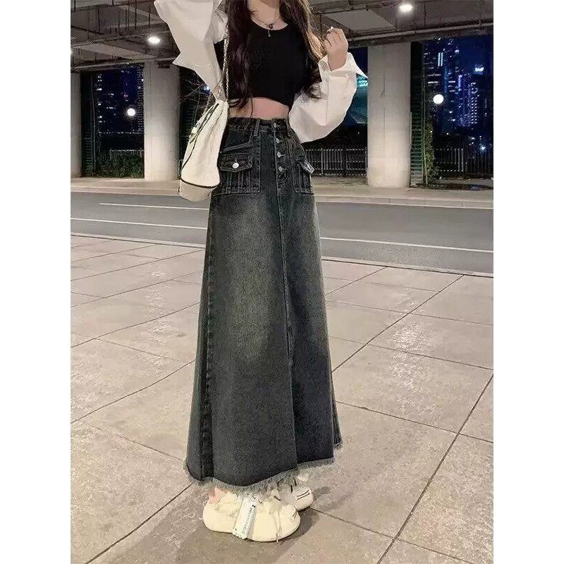 ハイウエストAラインミディ丈デニムスカート レディース 夏  - A-Line Skirt Midi のレビューと価格