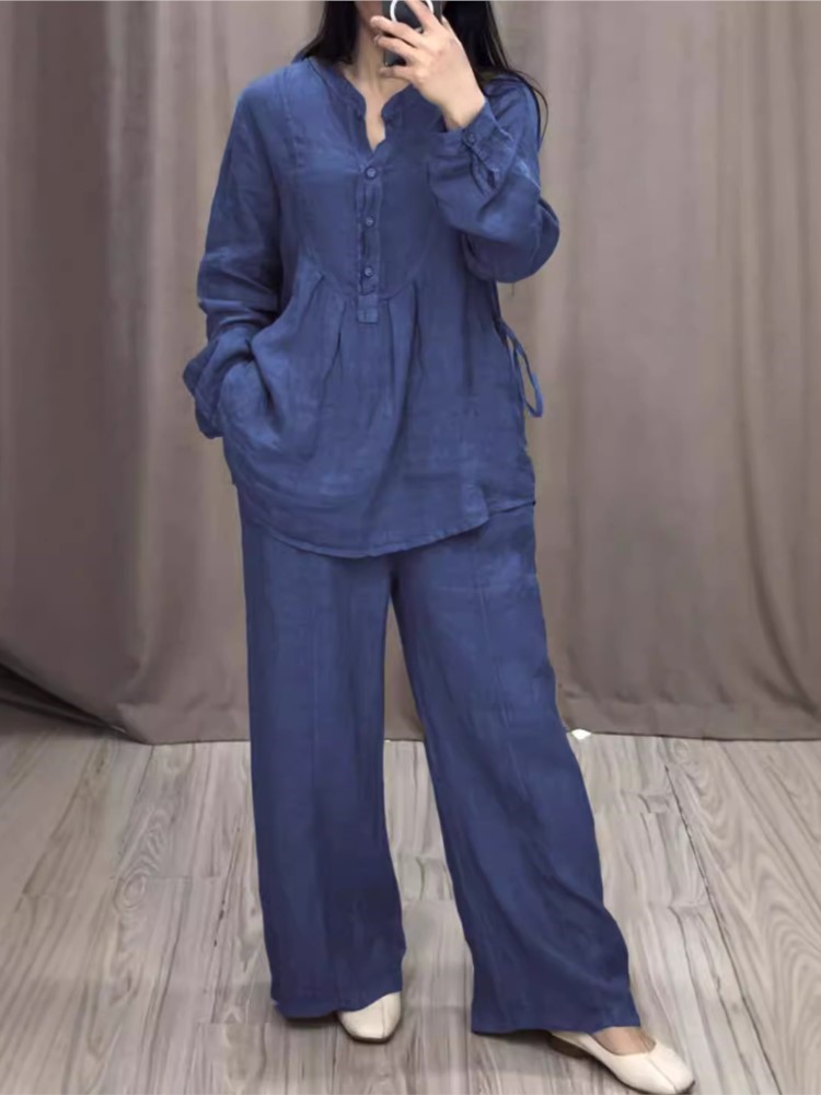 レディースツーピースセット ファッション オフィスレディー  - Wide Leg Palazzo Pants のレビューと価格