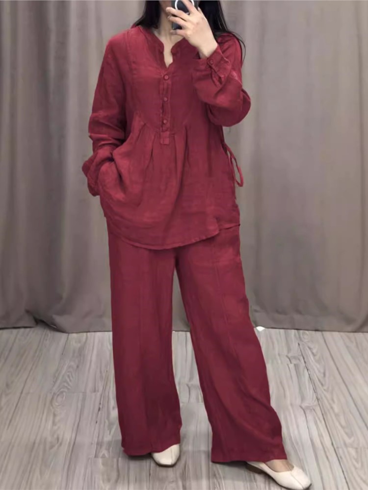 レディースツーピースセット ファッション オフィスレディー  - Wide Leg Palazzo Pants のレビューと価格