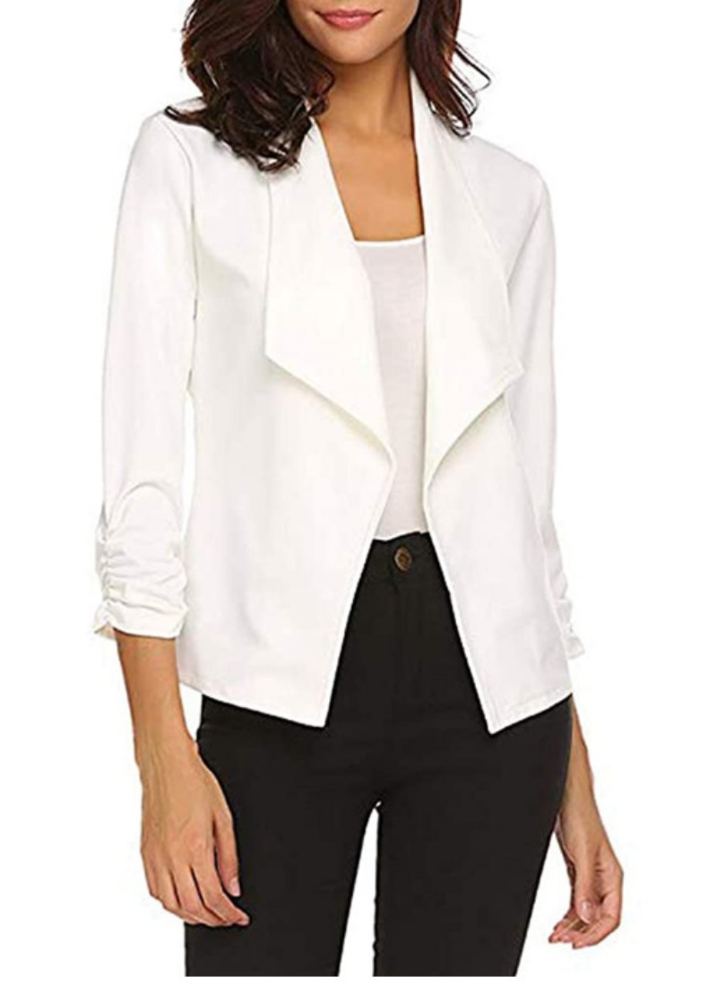 女性のカジュアルなオープンフロントブレザー,作業用オフィスジ - Velvet Blazer Women のレビューと価格