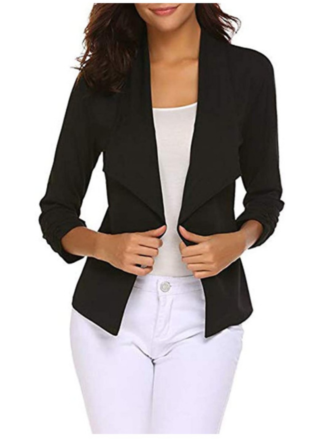 女性のカジュアルなオープンフロントブレザー,作業用オフィスジ - Velvet Blazer Women のレビューと価格