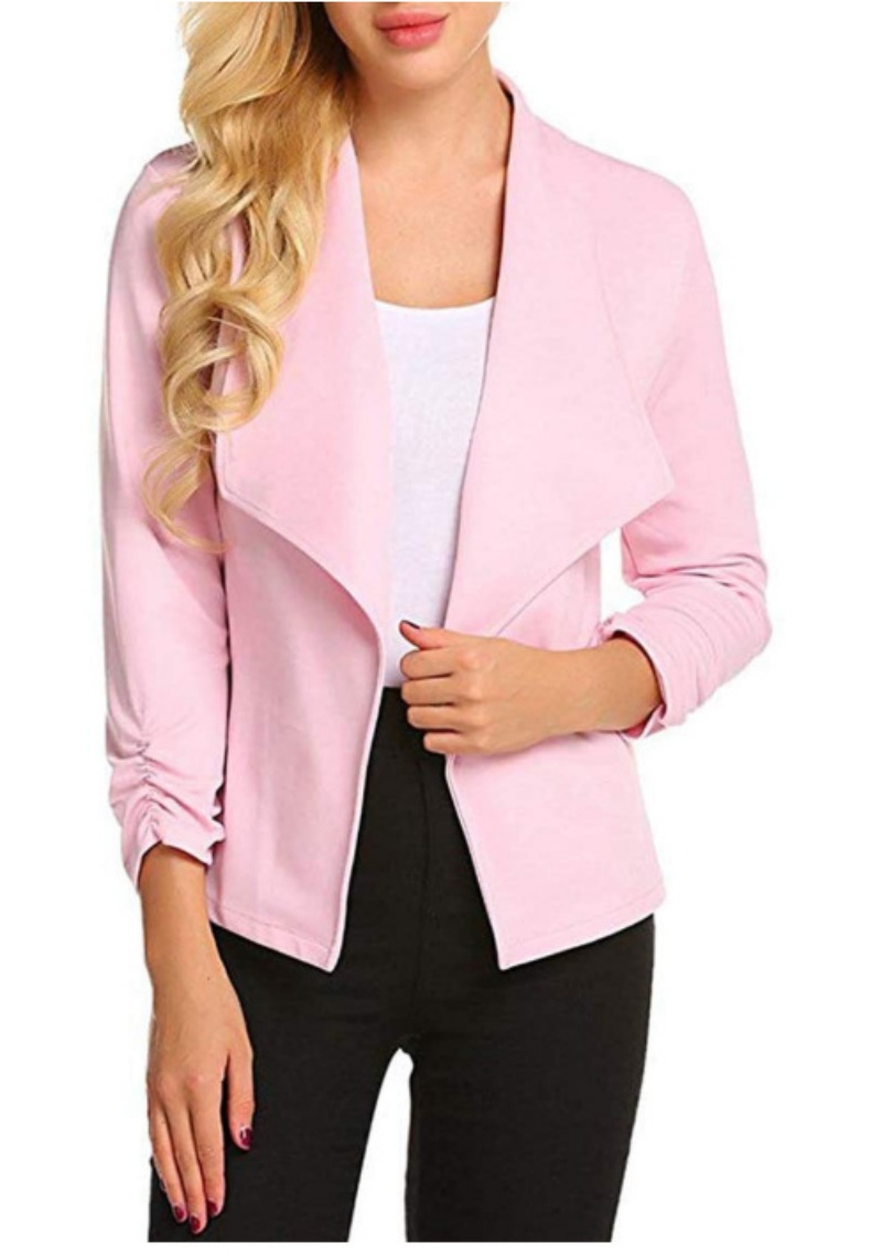 女性のカジュアルなオープンフロントブレザー,作業用オフィスジ - Velvet Blazer Women のレビューと価格