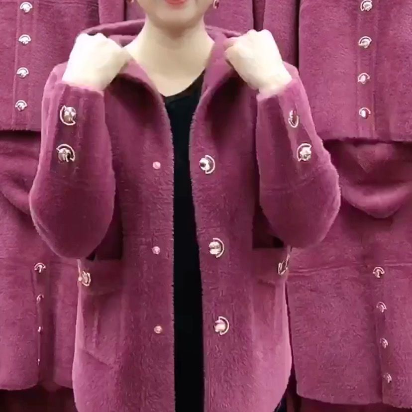 新しい中年高齢者の母模造ミンクベルベットコート秋冬厚みのフー - Velvet Blazer Women のレビューと価格
