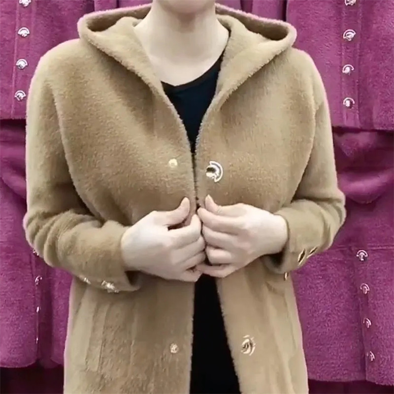 新しい中年高齢者の母模造ミンクベルベットコート秋冬厚みのフー - Velvet Blazer Women のレビューと価格