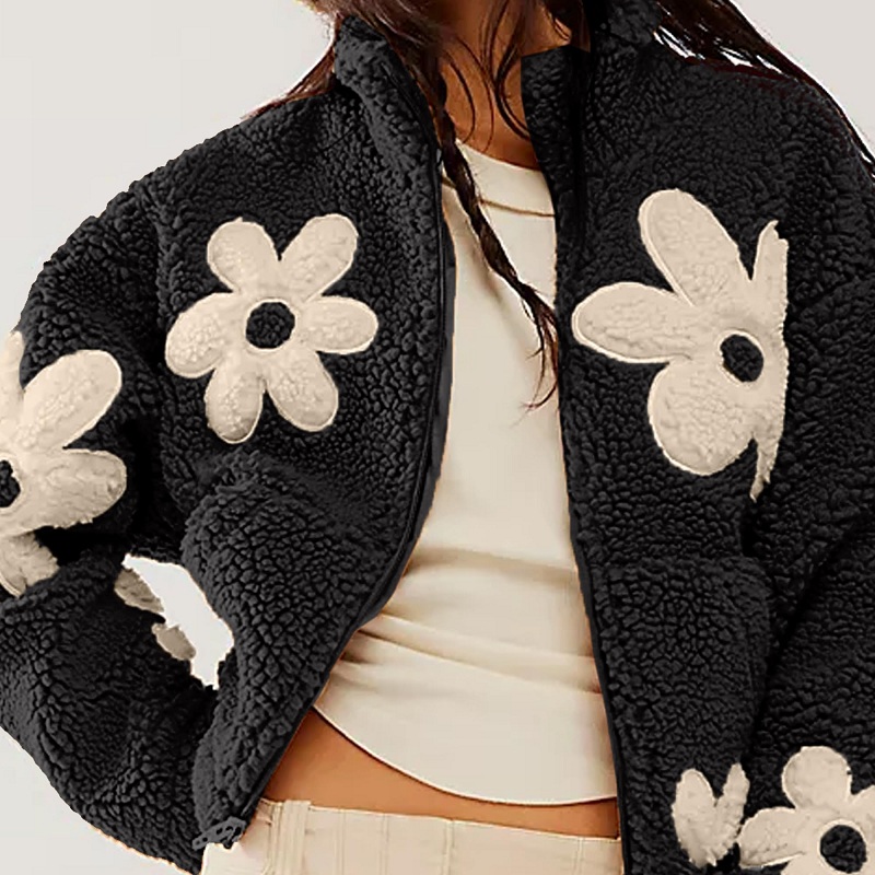 女性のスタンドアップカラー長袖コート、暖かいラムウールカーデ - Sherpa Coat Women のレビューと価格