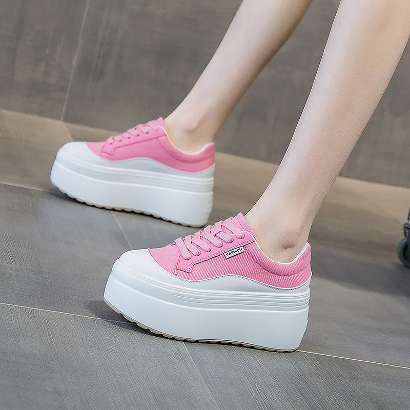 女性用本革スニーカー,プラットフォームシューズ,隠しヒール, - Sneakers Fashion Women のレビューと価格