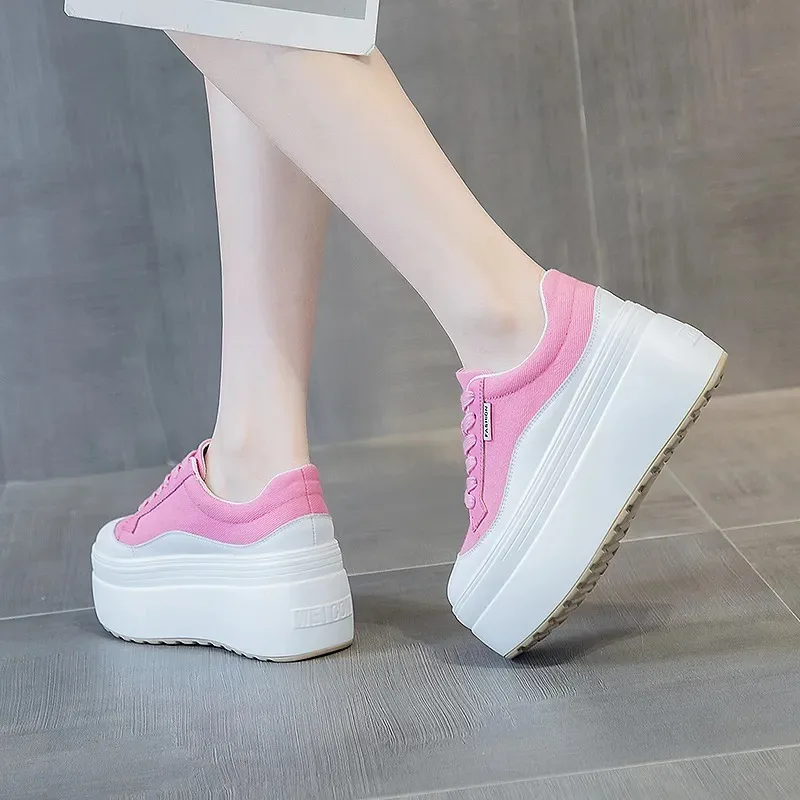 女性用本革スニーカー,プラットフォームシューズ,隠しヒール, - Sneakers Fashion Women のレビューと価格