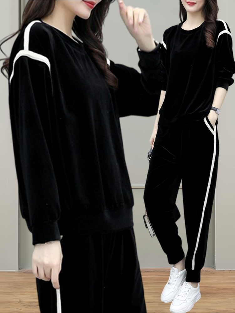 ファッショナブルな純綿ブラックスポーツウェアセット（女性用） - Women Fashion Over The Years のレビューと価格