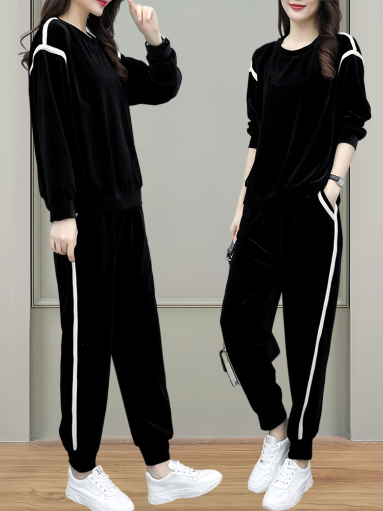 ファッショナブルな純綿ブラックスポーツウェアセット（女性用） - Women Fashion Over The Years のレビューと価格